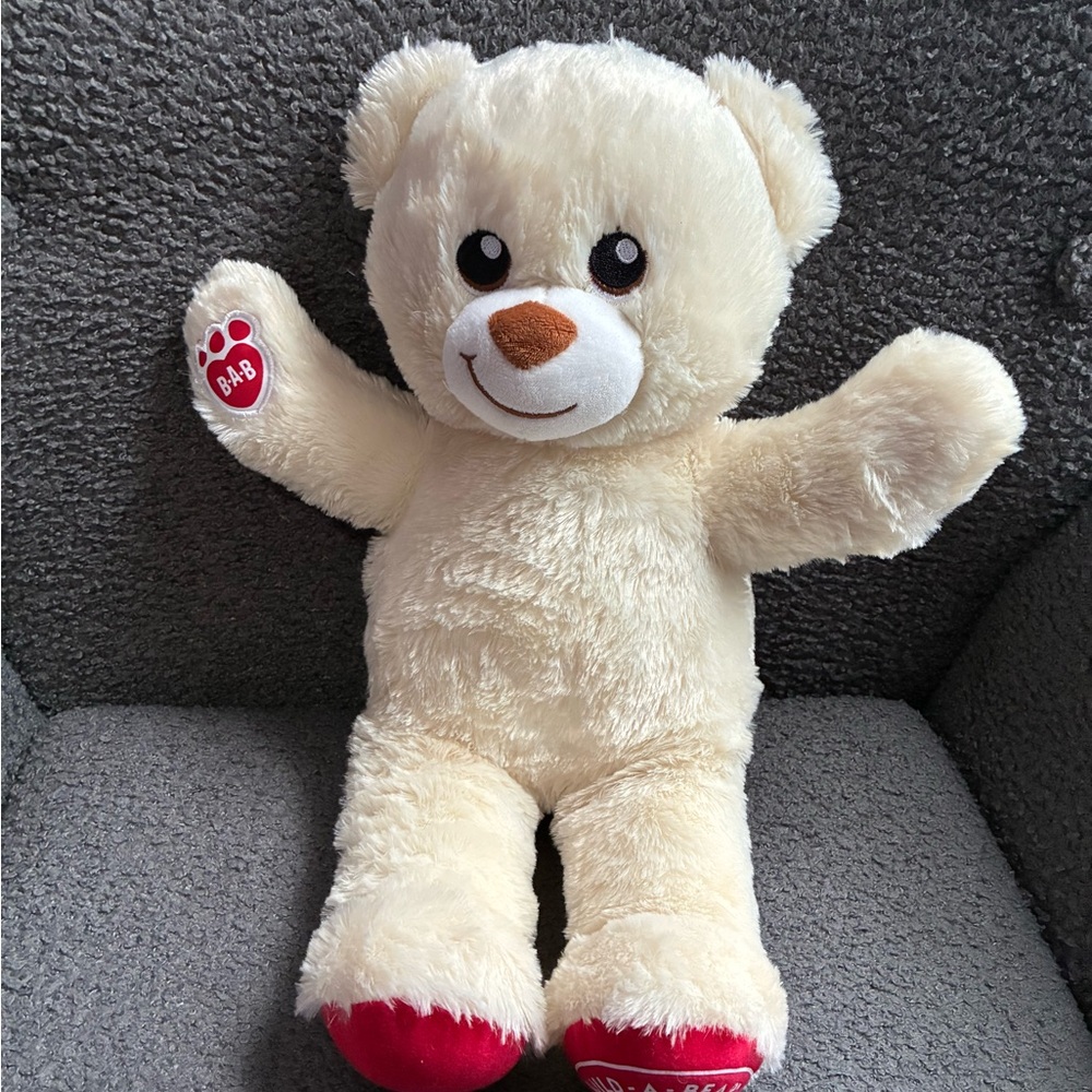Build-A-Bear Cream Teddy with Red Paws